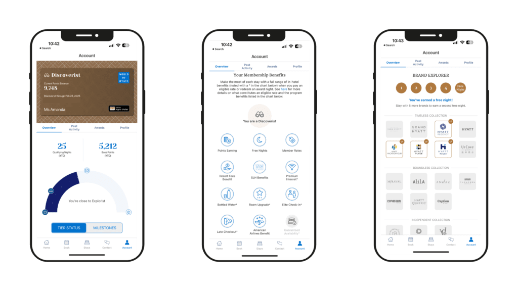 Hyatt Status and What it looks like in the App 